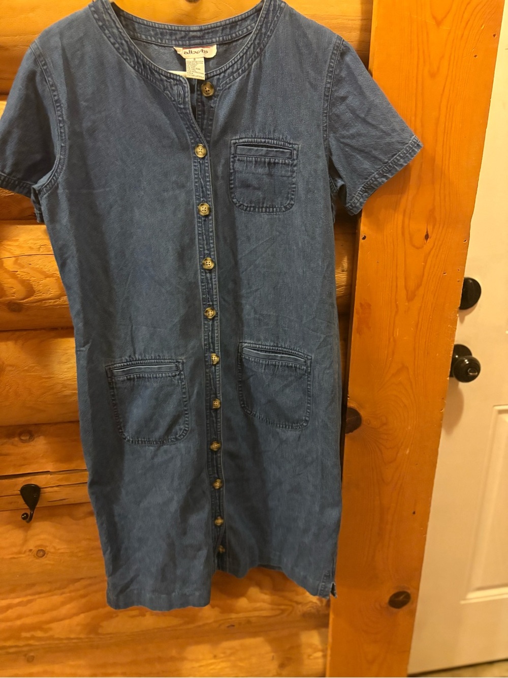 Vintage Talbots Blue Denim Button-Front Midi Dress